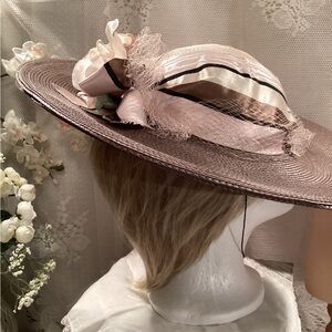 Le Fleur-Diana Boglin  Women’s Big Brim  Breathable Dress Hat, Ribbon Tulle